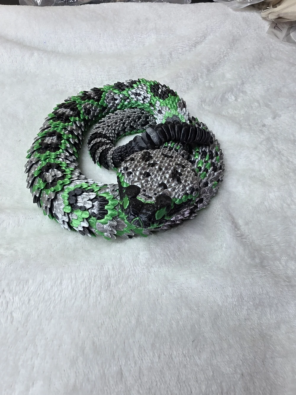 3d Printed Rattlesnake Green Grey Black